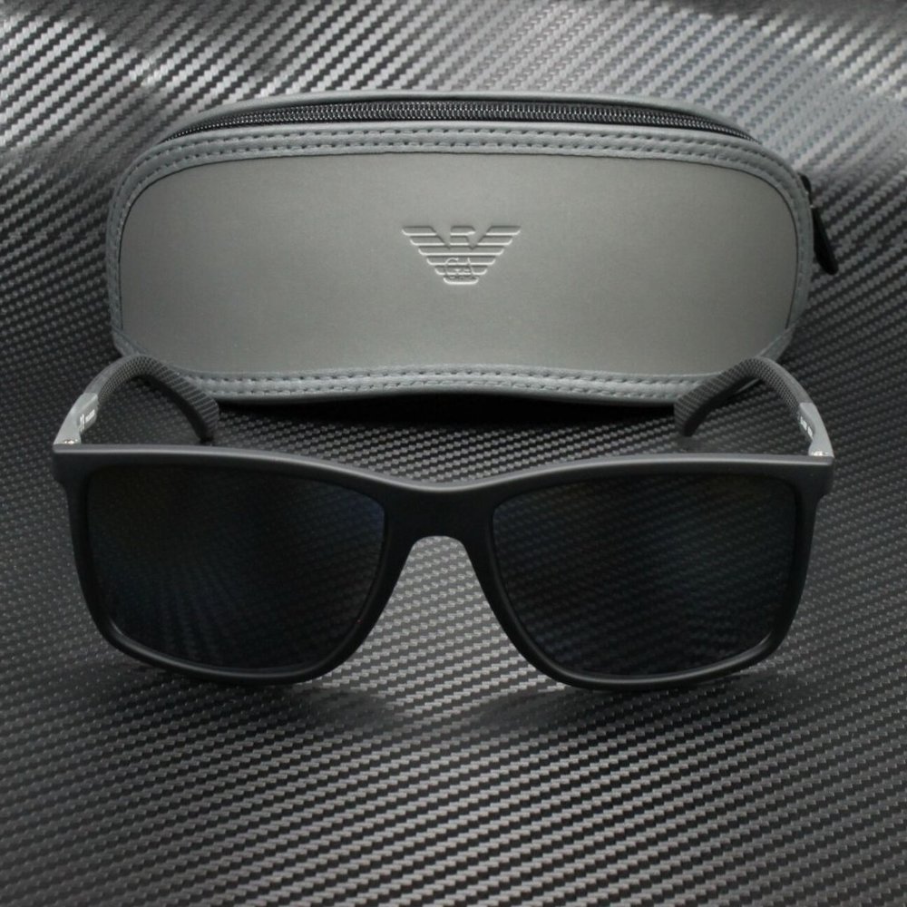 Emporio Armani Men's Black Grey Rubber Sunglasses! - Picture 2 of 4